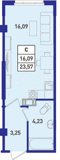 Квартира-студия, 24,2 м², 1/18 эт.