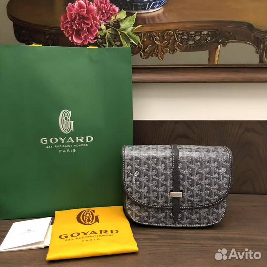 Мужская сумка Goyard Belvedere pm серая