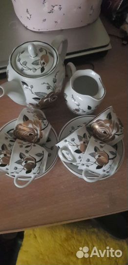 Кофейный сервиз Вербилки СССР. Золотая роза