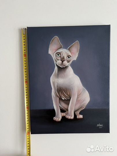 Картина маслом на холсте кот сфинкс