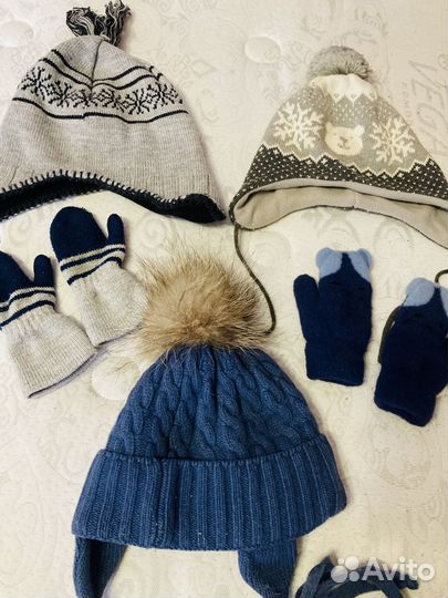 Шапка варежки пакетом на мальчика 4-5 лет