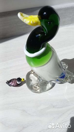 Муранское стекло коллекционная утка с утенком