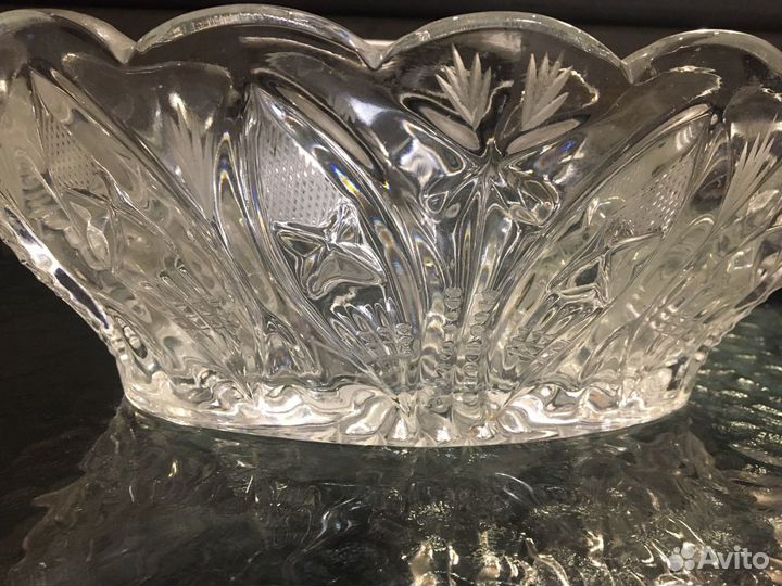 Хрустальная ваза ладья