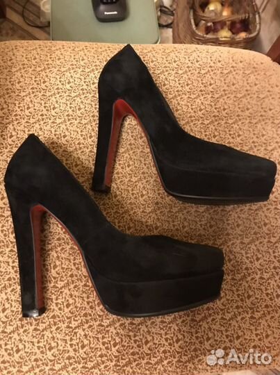 Туфли черные замшевые