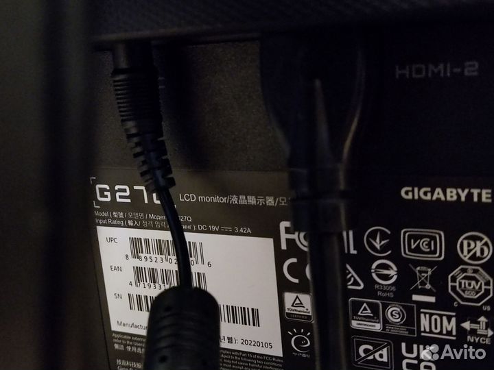 Монитор Gigabyte 144hz, 2k разрешение, 27 дюймов