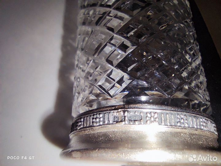 Хрустальные стаканы Серебро 875 проба СССР