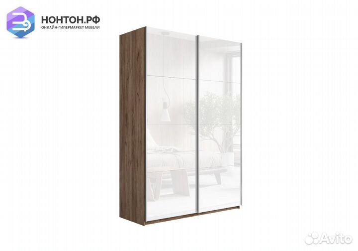 Шкаф-купе 2-х дверный Прайм крафт табачный / белое
