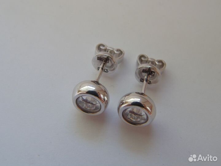 Новые золотые серьги-пуссеты Chopard 585 пробы