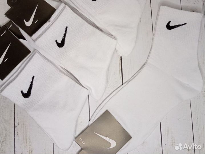 Белые чёрные носки Nike хлопок