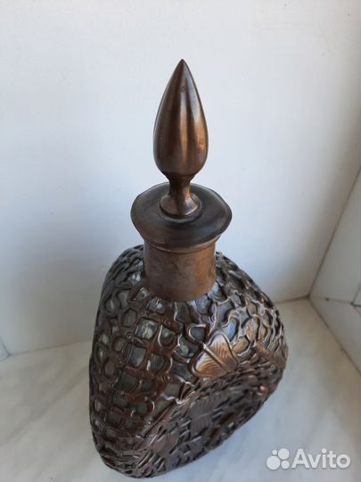Старинный графин бутылка штоф в медной оплетке 