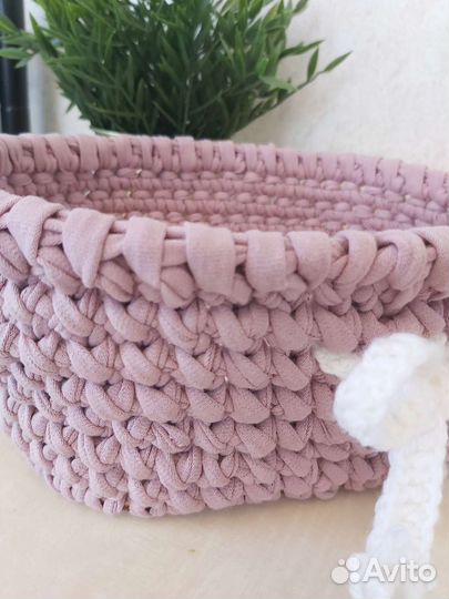 Корзинка из трикотажной пряжи