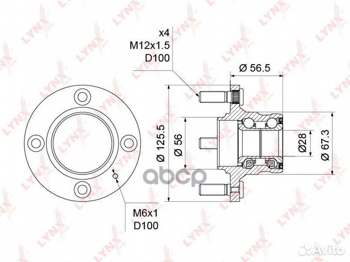 Ступица задняя в сборе без ABS WH1223 lynxauto