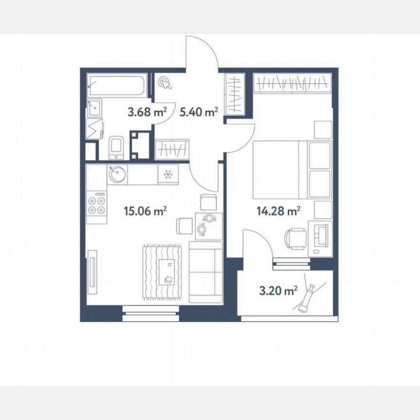 1-к. квартира, 40 м², 6/25 эт.
