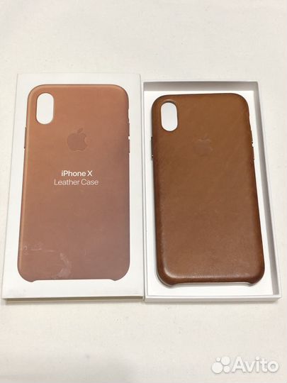 Чехол Apple Leather Case для iPhone X/Хs (коричн)