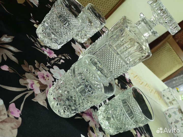 Графин хрустальный Богемия и 4 стакана