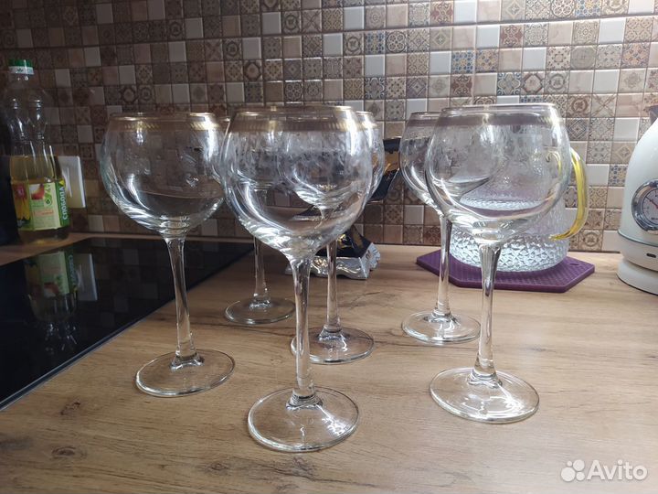 Набор рюмок и фужеров (стекло, позолота)