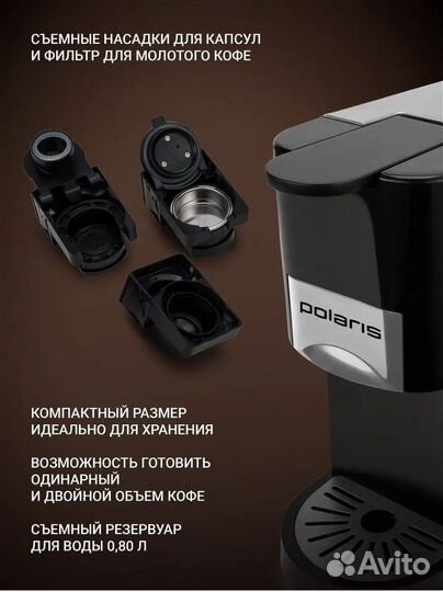 Кофеварка новая Polaris