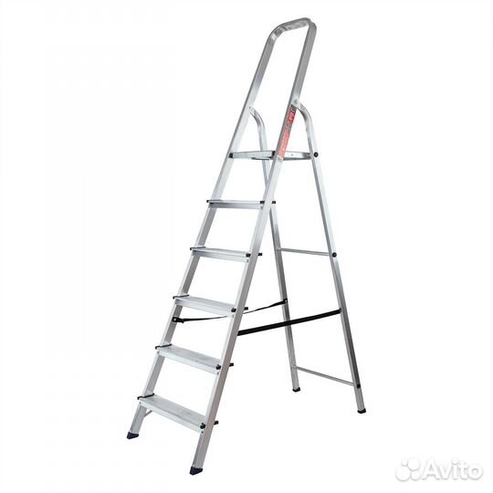 Стремянка усиленная, 6 ступеней, алюминиевая, Росс