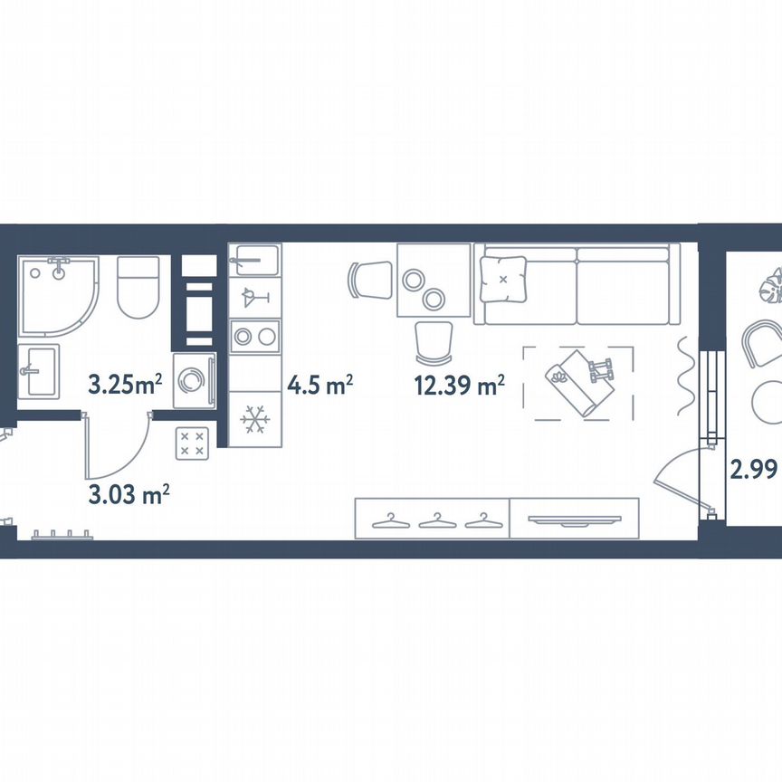 Квартира-студия, 24,7 м², 11/11 эт.