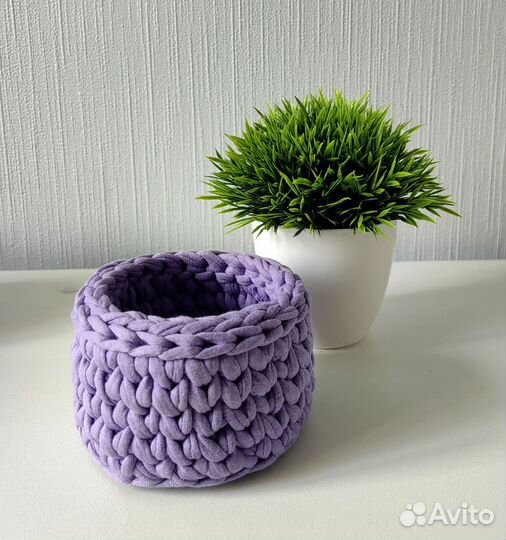 Вязаные корзинки ручной работы