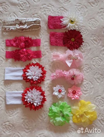 Повязки и брошки для девочек двойняшек пакетом