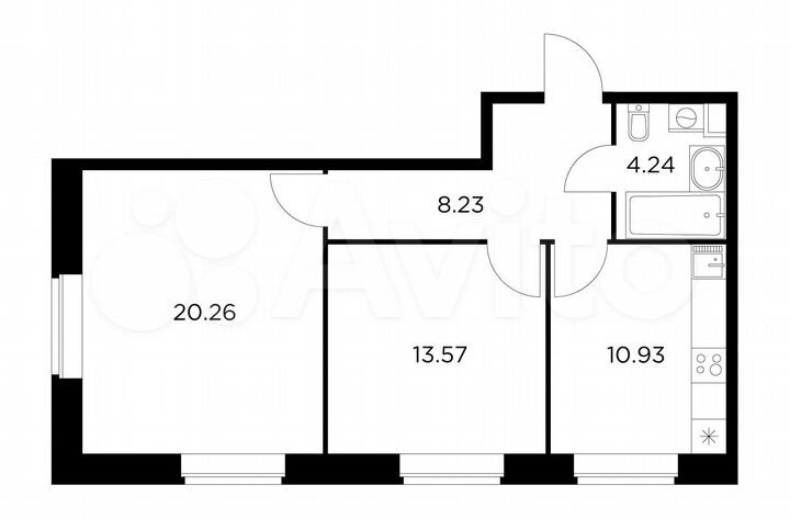 2-к. квартира, 57,2 м², 1/11 эт.