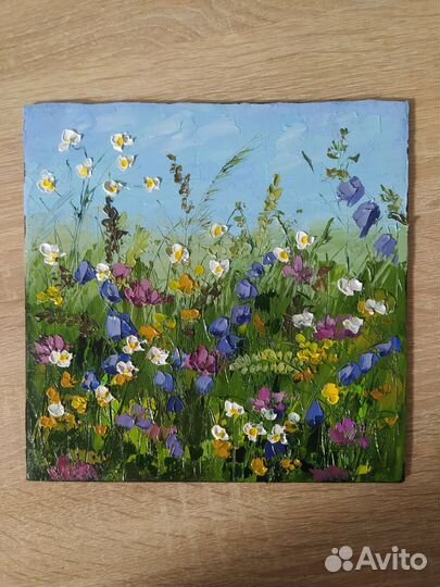 Картина маслом полевые цветы