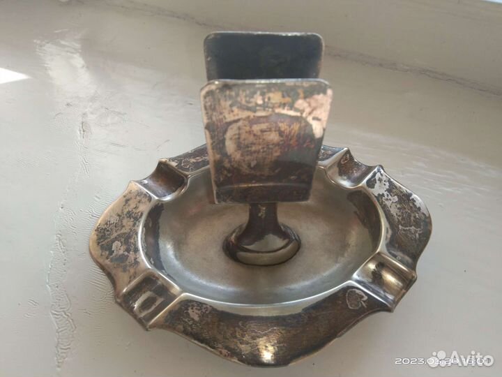 Редкая Антикварная пепельница - спичечница СССР