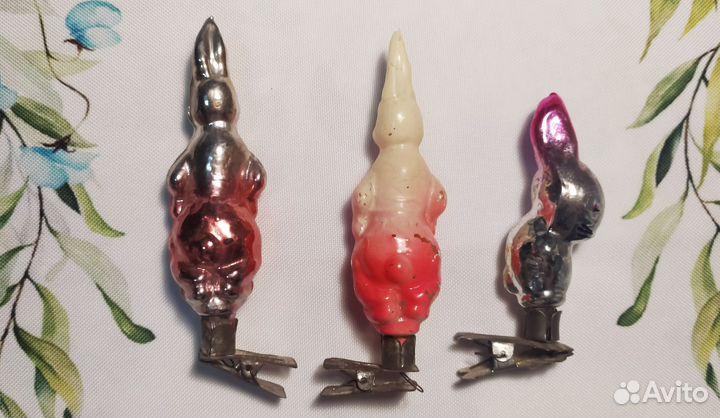 Елочные игрушки СССР.Прищепки зайцы