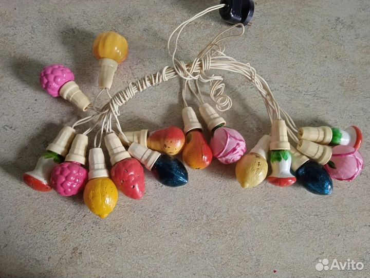 Редкие ёлочные фигурные гирлянды фрукты СССР