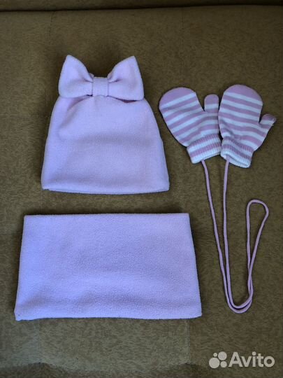 Комплект: шапка, снуд, варежки на 2-4 года