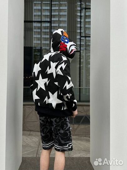 Бэйп зипка Bape black star Japan ветровка худи