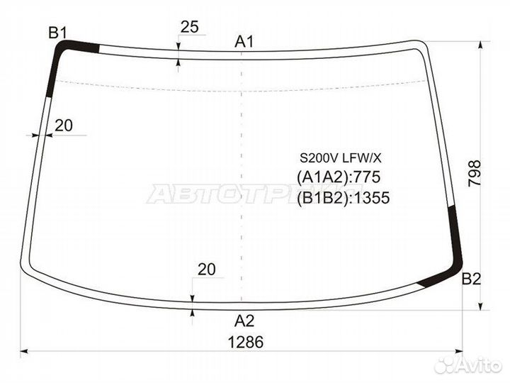 Стекло лобовое Daihatsu Atrai 99-05 / Hijet Truck 99-04 / Toyota Sparky 00-03