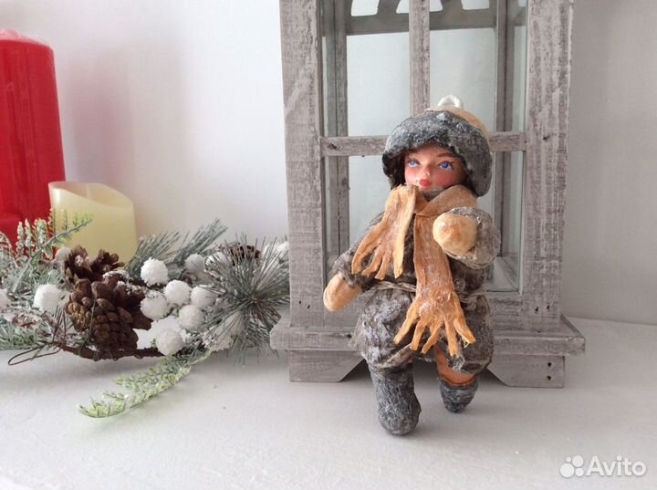 Ватные елочные игрушки ручной работы