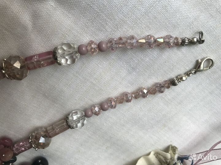 Колье Родонит, Раухтопаз, Турмалин