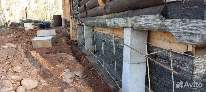 Демонтаж фундамента Подъем дома Замена венцов, лаг