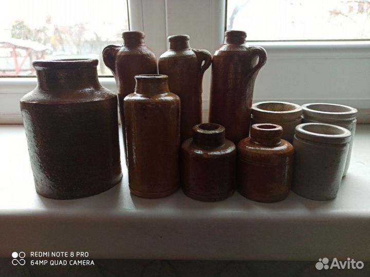 Старинные Немецкие глиняные бутыльки