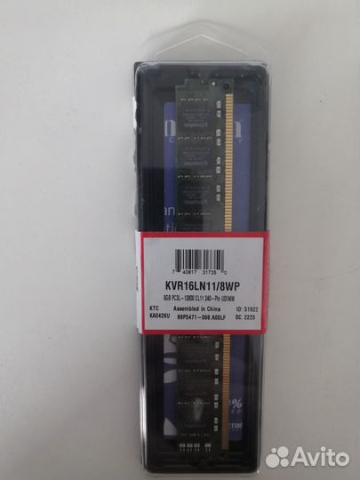 Оперативная память Kingston kvr16ln11/8WP, 8 Гб