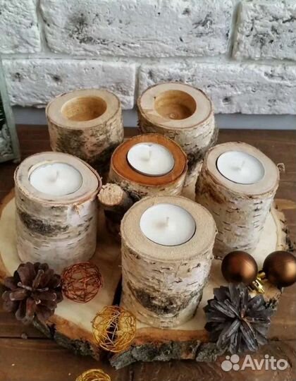 Подсвечники из дерева