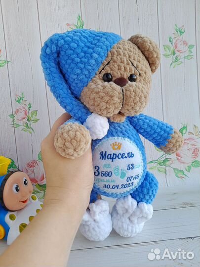 Плюшевые игрушки ручной работы с метрикой