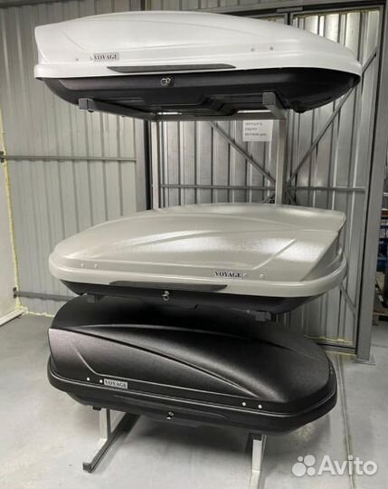 Бокс на крышу Voyage Mini 370 л. - Черный тисненый