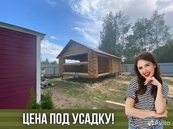 Сруб бани из бревна ручной рубки не бруса 8x5