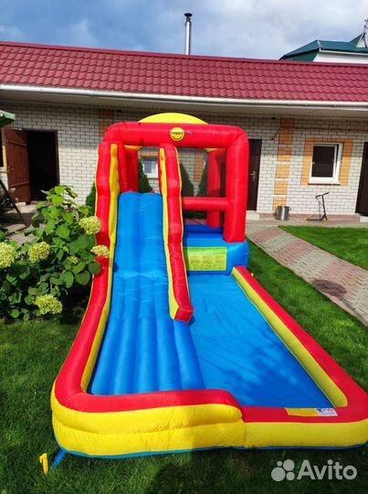 Батут горка с водой, сеткой