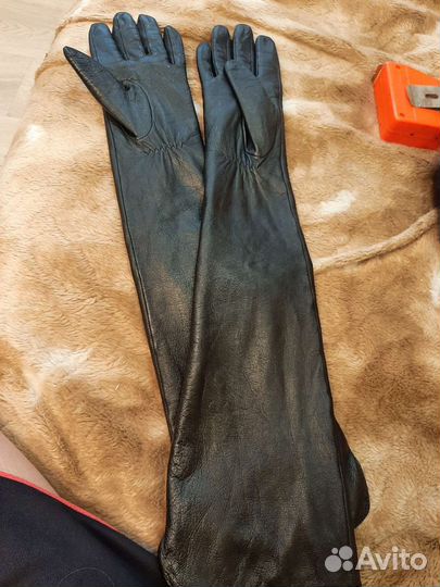 Длинные кожаные перчатки размер S