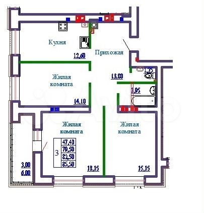 3-к. квартира, 85,5 м², 2/9 эт.