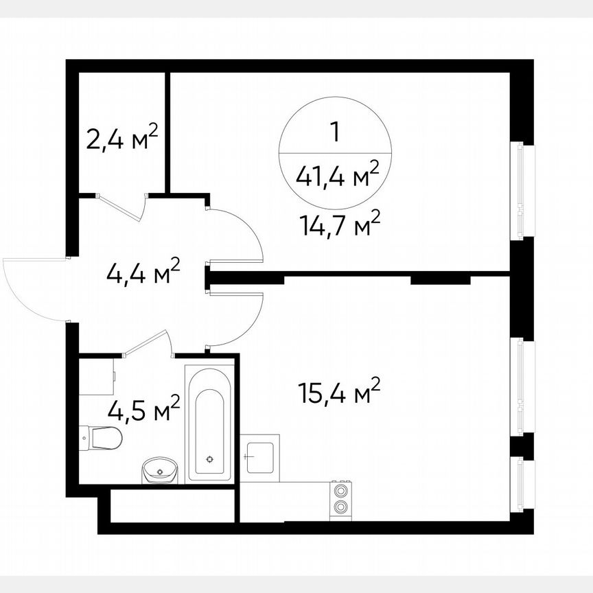 1-к. квартира, 41,4 м², 14/17 эт.
