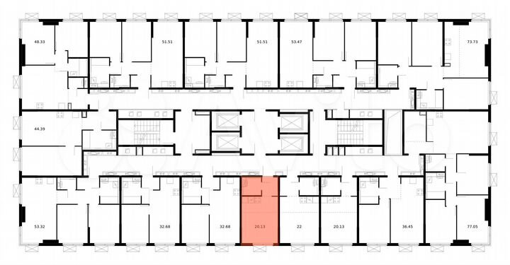 Квартира-студия, 20,1 м², 31/33 эт.