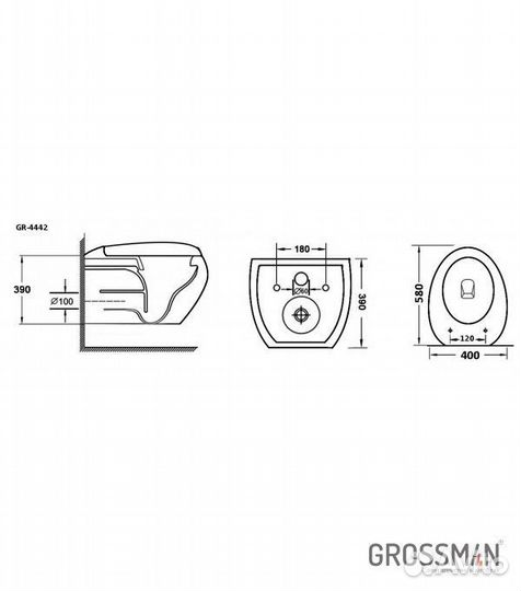 Унитаз GR-4442 (580*400*390) подвесной