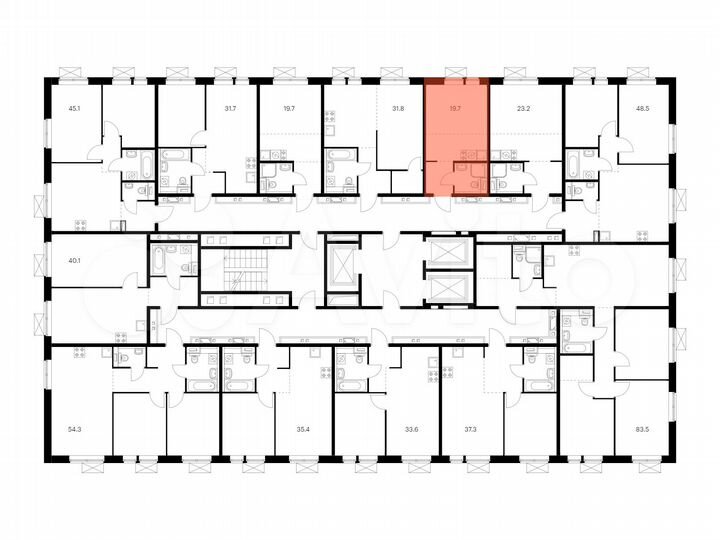 Квартира-студия, 19,7 м², 13/25 эт.