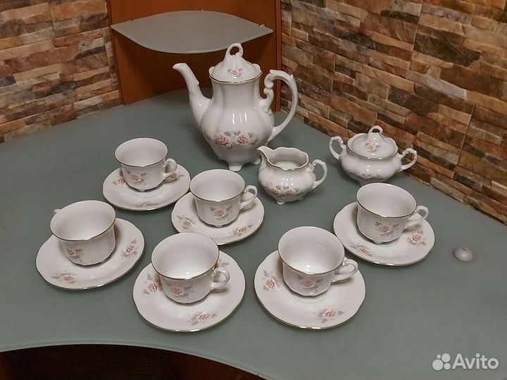 Сервиз кофейный Серая роза Cmielow